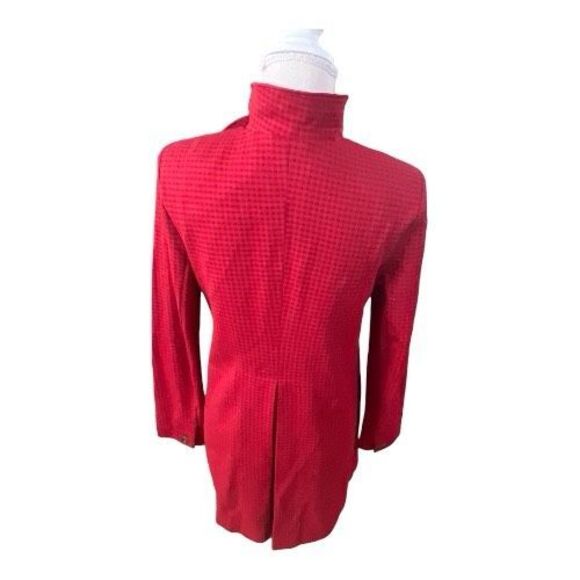 Cabi Celebration Women Jacket Coat Size S Red Houndstooth Ruffle Button Front - Picture 11 of 12